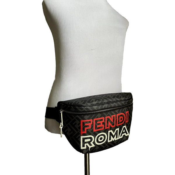 Fendi Roma Fendigraphy Nero and Rosso Leather Belt Bag Queen Bee of Beverly Hills