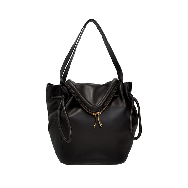 Bottega Veneta Beak Large Black Calfskin Shoulder Bag Queen Bee