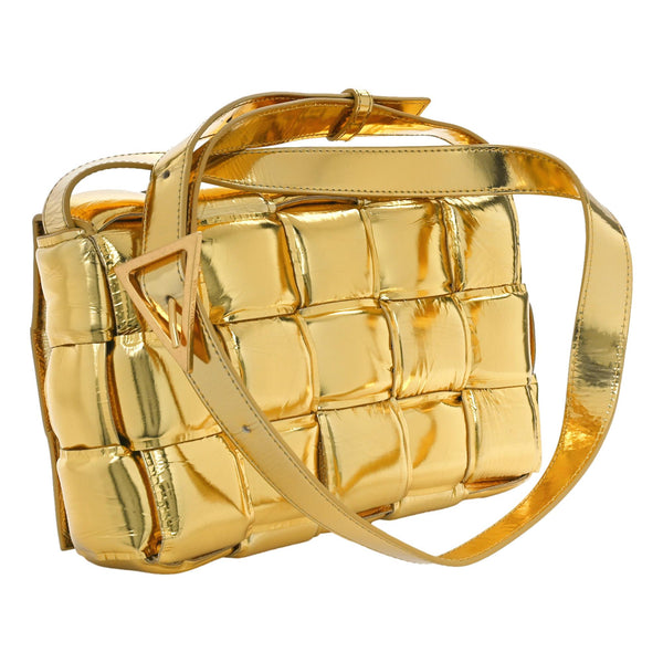 Bottega Veneta Padded Cassette Metallic Gold Lambskin Crossbody Bag – Queen  Bee of Beverly Hills