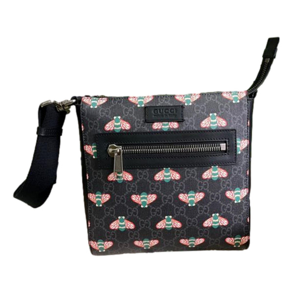 Gucci Bestiary Bee Monogram Black Coated Canvas Messenger Bag