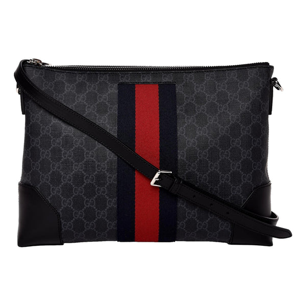 Gucci Web GG Supreme Messenger Bag ($790) ❤ liked on Polyvore featuring bags,  messenger bags, beige multi, z…