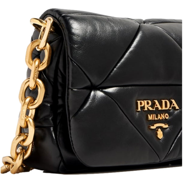 Prada black bag with gold chain new arrivals