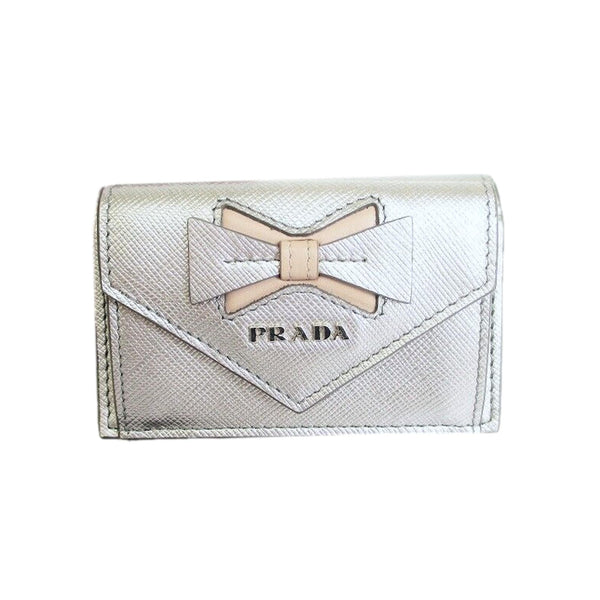 Prada Saffiano Leather Tri-colour Wallet in Cameo Platinum