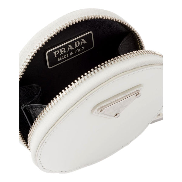 Prada Brushed-leather Round Mini-Pouch - Silver