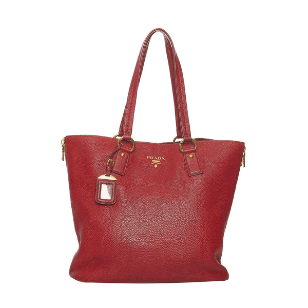 Prada vitello daino side zip online tote