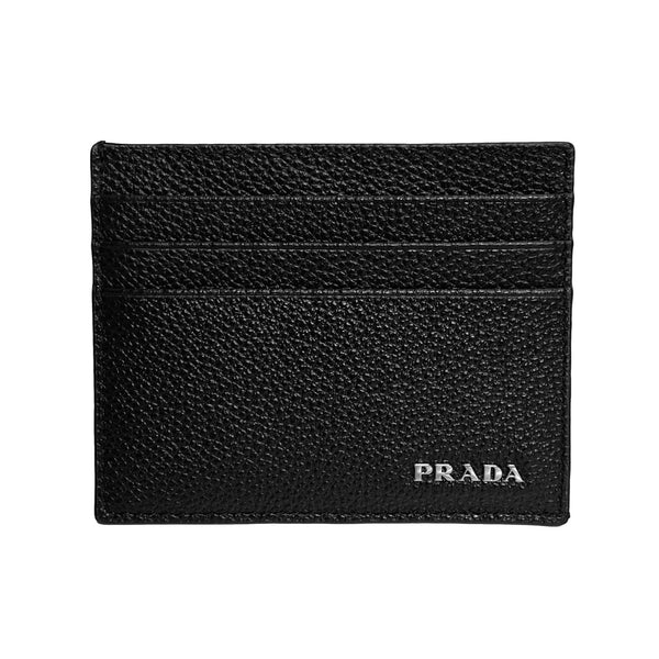 Prada Vitello Move Black Leather Logo Plaque Lanyard Cardholder Wallet –  Queen Bee of Beverly Hills