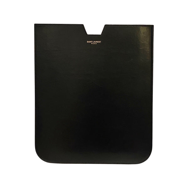 Saint Laurent Logo-embellished Croc-effect Leather iPad Case - Black
