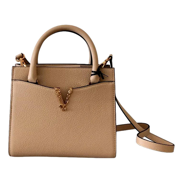 At Auction: Versace Virtus Top Handle Bag Leather Medium Brown