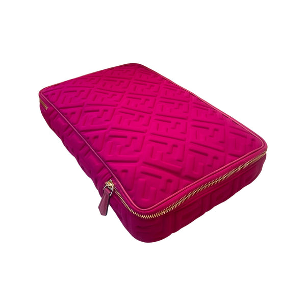 Fendi FF Embossed Lycra Magenta Cosmetic Case Large Queen Bee of