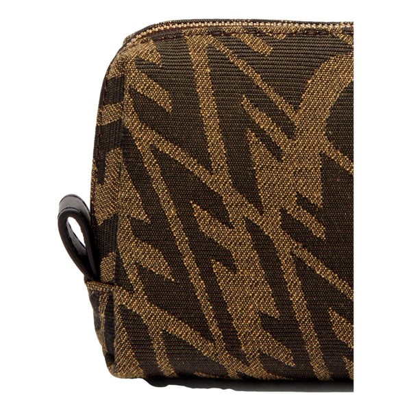 Fendi FF Vertigo Brown Canvas Small Travel Beauty Pouch Clutch Bag