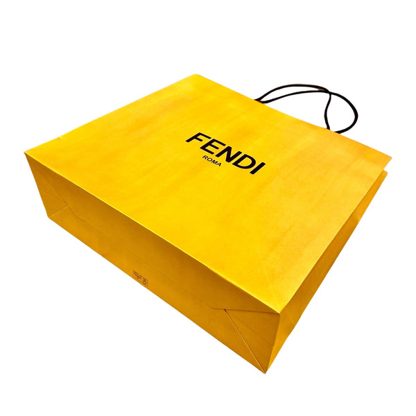 Fendi Roma Shopping Gift Bag Designer Logo Packaging Yellow Large Size Queen Bee of Beverly Hills