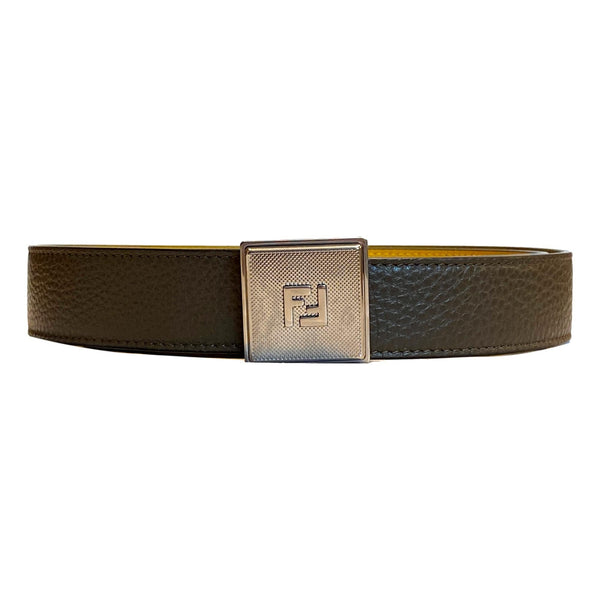 Fendi Reversible Brown Blue Leather FF Belt Size 110/44 7C0424 