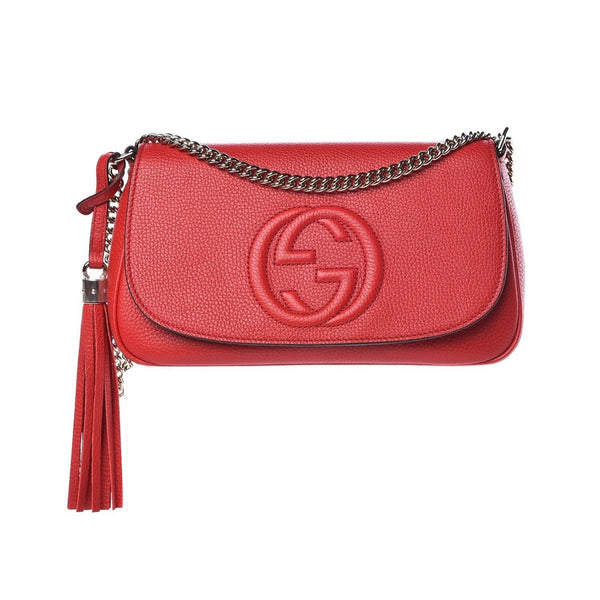 Gucci Bag Soho Chain Shoulder Red Mini Pochette Diagonal Fringe Tassel  Women's Calf Leather Gucci