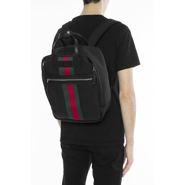 Gucci Black Canvas Web Stripe Backpack