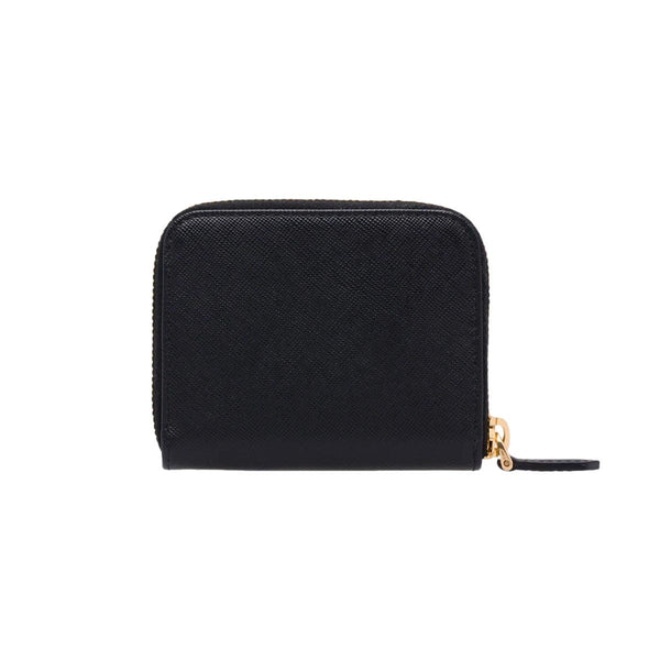 Prada Black Vitello Leather Gold Zip Coin Purse Wallet – Queen Bee of  Beverly Hills