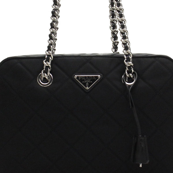 Prada Quilted Tessuto Nylon Chain Black Tote Shoulder Bag – Queen Bee of  Beverly Hills