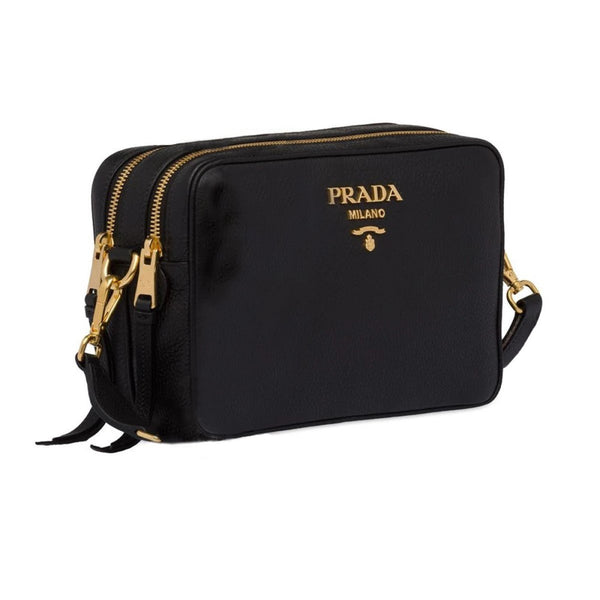 Prada, Bags, Original Prada Vitello Double Zip Bandoliera Gray Crossbody  Bag With Dustbag