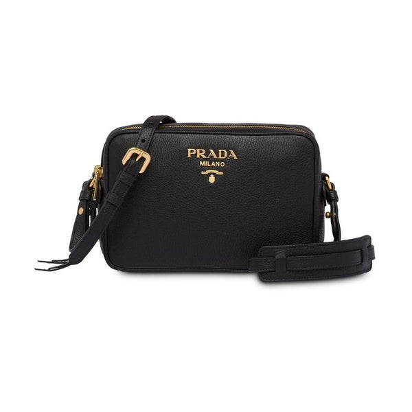Prada Beige Vitello Phenix Leather Double Zip Crossbody Bag 1BH079: Handbags