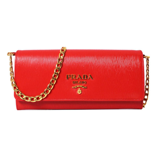 Prada, Bags, Prada Red Saffiano Leather Wallet Crossbody