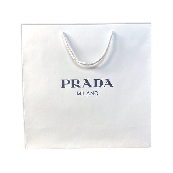 Prada Logo White Paper Designer Shopping Gift Bag Medium Set of 2