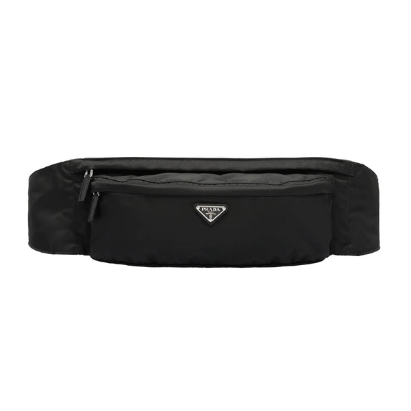 Black Triangle-plaque recycled-fibre belt bag, Prada