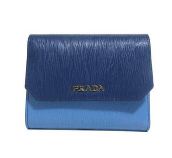 Prada Portafoglio Pattina Bluette Mare Vitello Move CO Leather Wallet