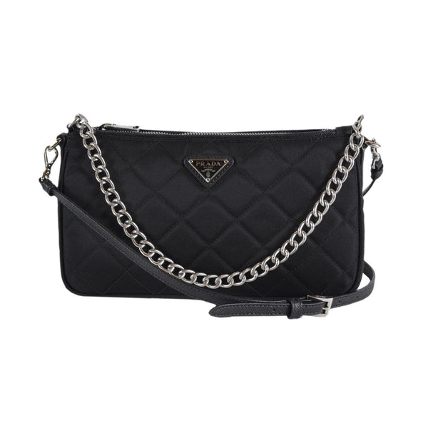 Prada Tessuto Saffiano-Trimmed Bandoliera - Black Crossbody Bags, Handbags  - PRA827826