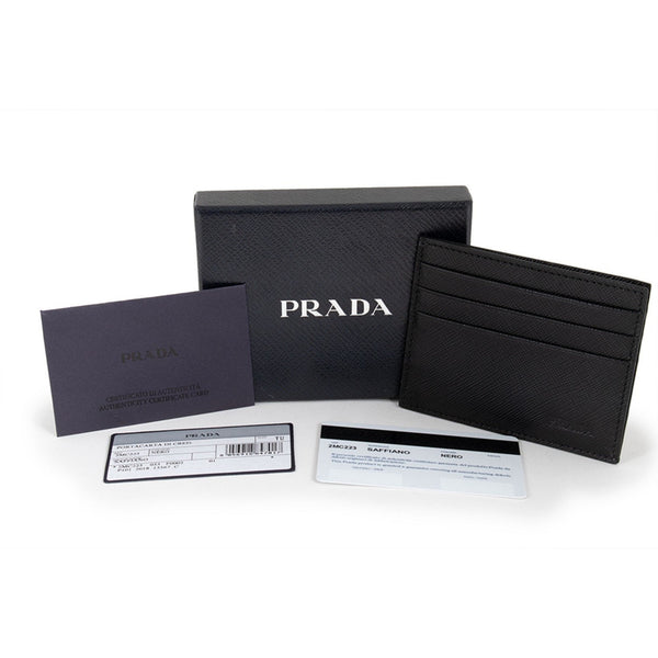 Saffiano Leather Cardholder in Black - Prada