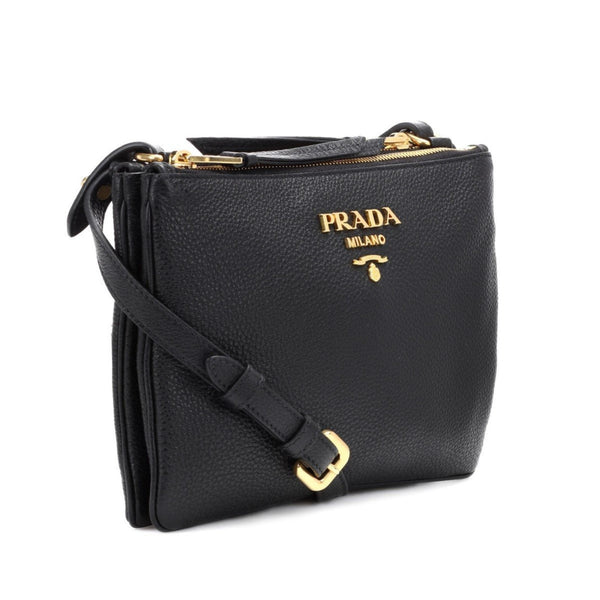 Prada Vitello Phenix Gold Hardware Black Crossbody 1BH046