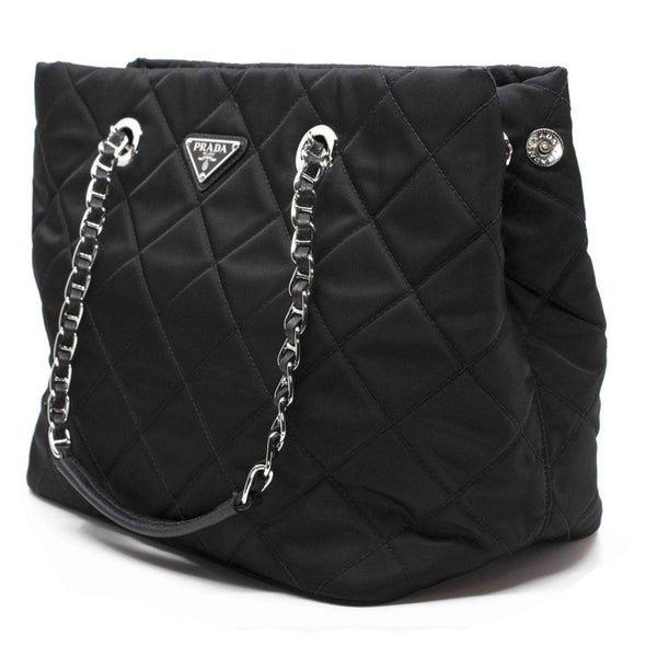  Prada Midnight Black Quilted Tessuto Chain Designer Shoulder Tote  Bag for Women 1BG740 : Clothing, Shoes & Jewelry
