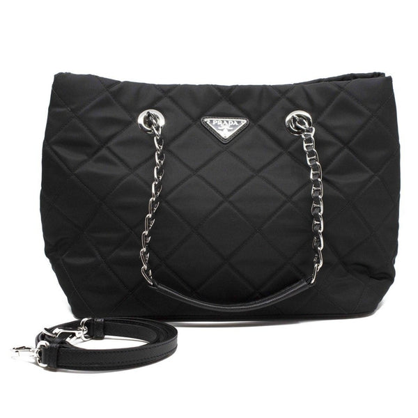  Prada Midnight Black Quilted Tessuto Chain Designer Shoulder  Tote Bag for Women 1BG740 : Clothing, Shoes & Jewelry