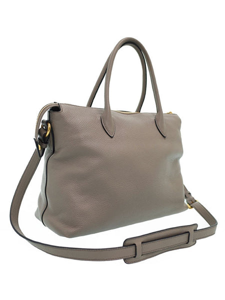 Prada Calf Leather Tote Bag Clay Gray