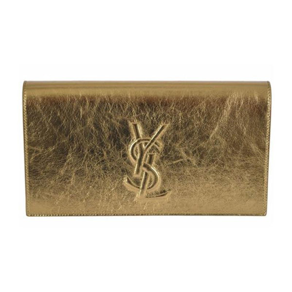 Leather clutch bag Yves Saint Laurent Gold in Leather - 26146737