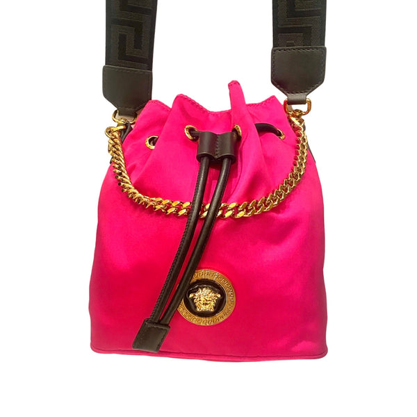 Versace Light Pink Nylon Pouch Shoulder Bag