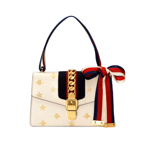 GUCCI Calfskin Bee Embroidered Medium Dionysus Shoulder Bag White Blue  Hibiscus Red 1221113 | FASHIONPHILE
