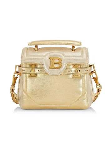 Balmain B-Buzz 23 Metallic Gold Tote Crossbody Shoulder Bag Calf Leather