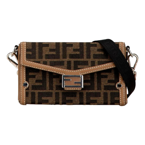 Fendi Baguette Soft Trunk Phone Case Bag Zucca Canvas and Leather