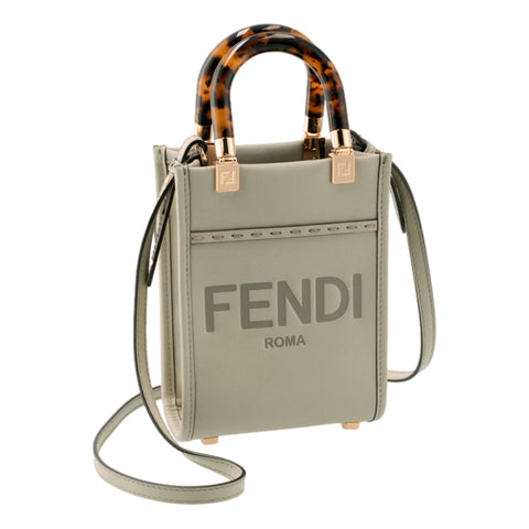 Fendi Sunshine Shopper Small Handbag Crossbody Bag in Green Tea