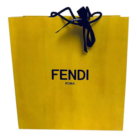 Fendi Roma Shopping Gift Bag Designer Logo Packaging Yellow Medium Size