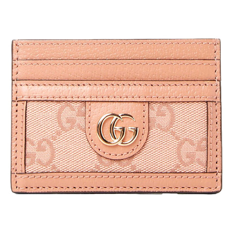 Gucci Womens Ophidia Pink Canvas and Leather GG Card Holder