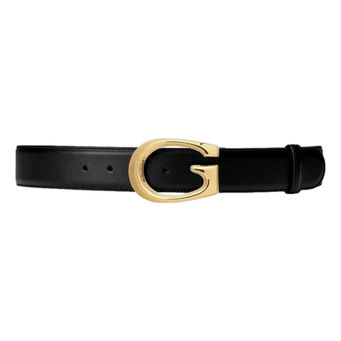 Gucci G Boarded Dyana Lux Gold Belt Black Leather Size 75/30