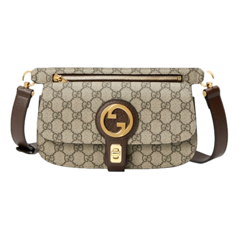 Gucci GG Supreme Blondie Canvas Belt Bag Brown Beige Size 70