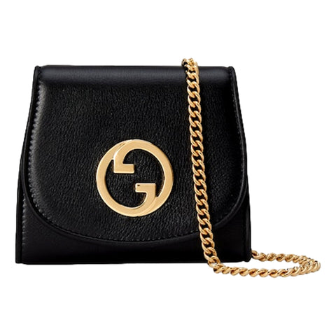 Gucci GG Blondie Black Medium Wallet On A Chain