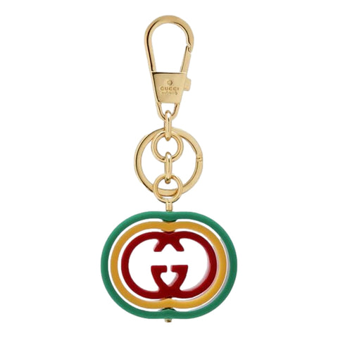 Gucci Interlocking G Rainbow Keyring Key Chain Handbag Charm