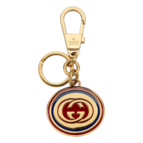 Gucci Interlocking G Keychain Brass Enamel Multicolor Bag Charm