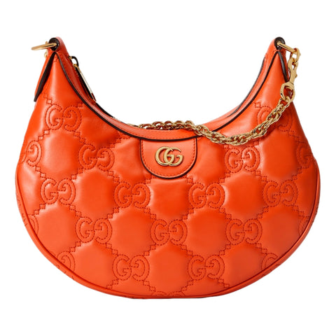 Gucci GG Quilted Matelassé Leather Small Shoulder Handbag In Orange