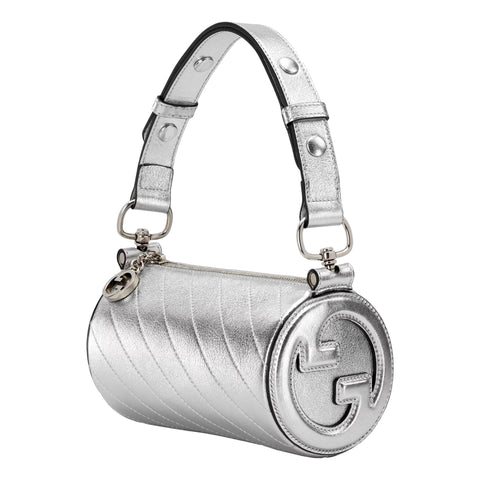 Gucci Blondie Mini Shoulder Bag in Metallic Silver Leather