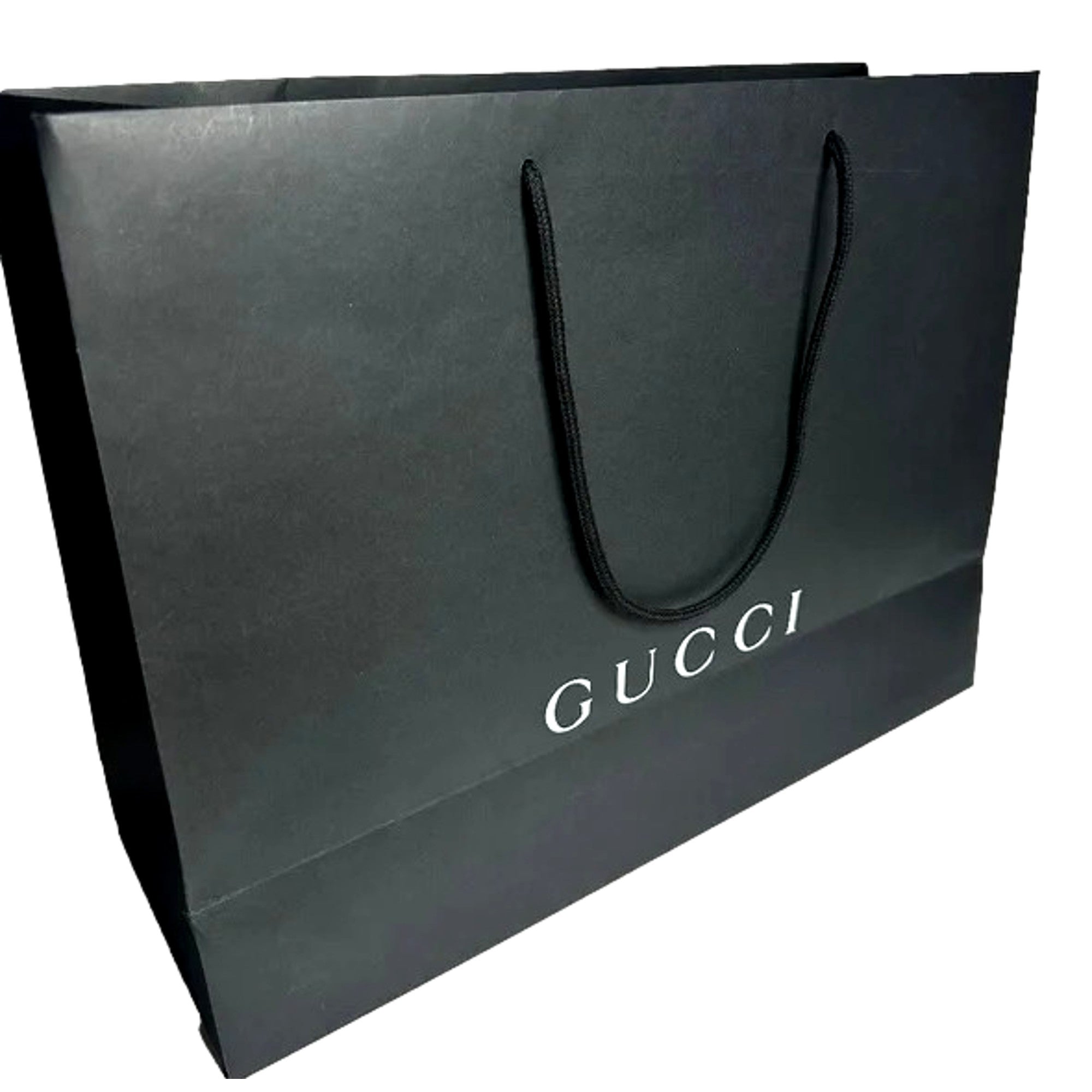 Gucci Shopping Gift Bag Designer Logo Packaging Black Paper Medium Size