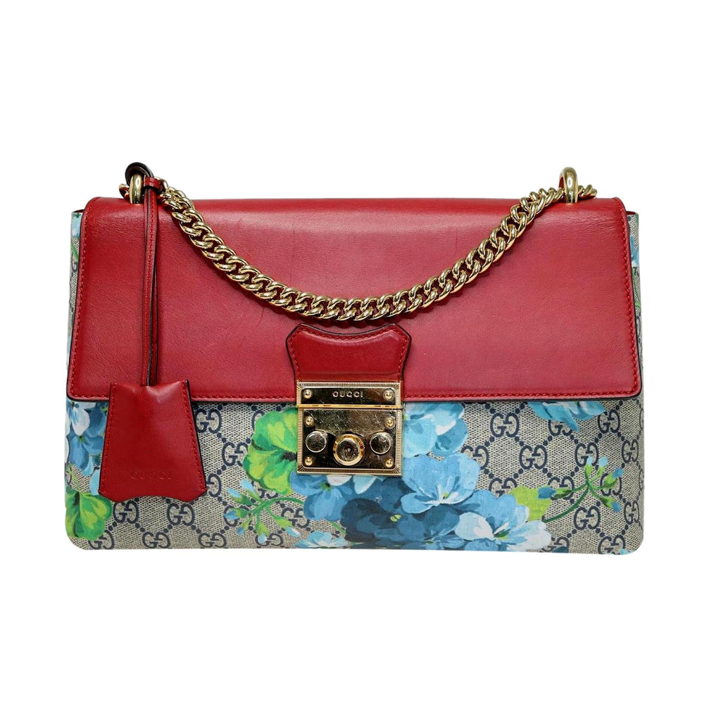 Gucci padlock cheap floral bag