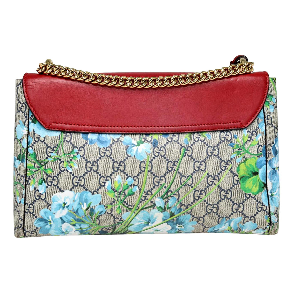 Gucci GG Monogram Padlock Floral Canvas Red Trim Shoulder Bag